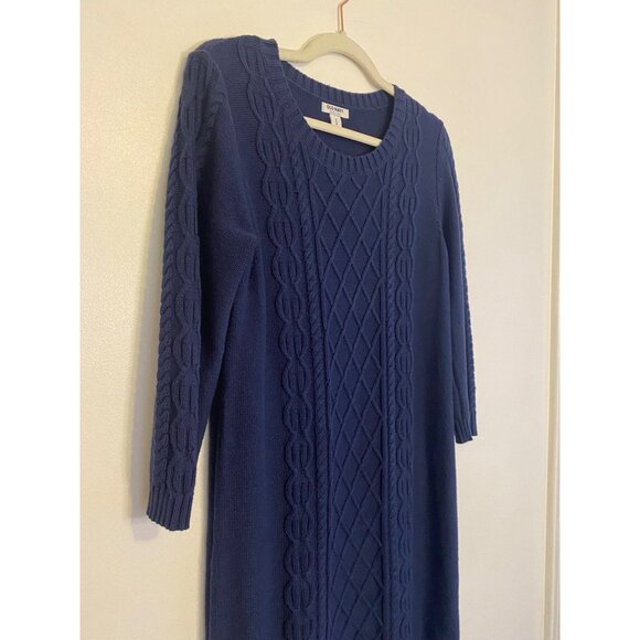 NWT Old Navy Women’s Blue Cable Knit Sweater Dress 3/4 Sleeve Size M - Picture 2 of 5